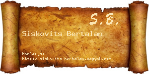 Siskovits Bertalan névjegykártya